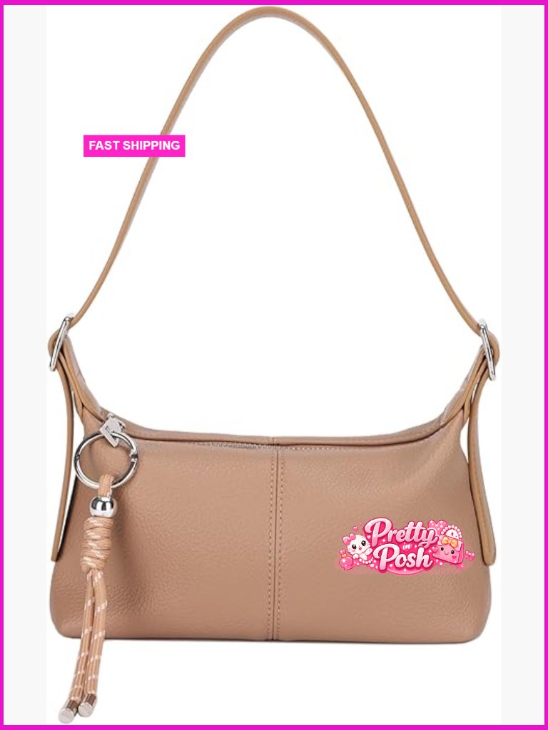 Premium Vegan Leather Small Hobo Bag With Adjustable Strap And Keychain Charm